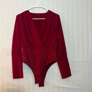 RED LONG SLEEVE SURPLUS BODY SUIT